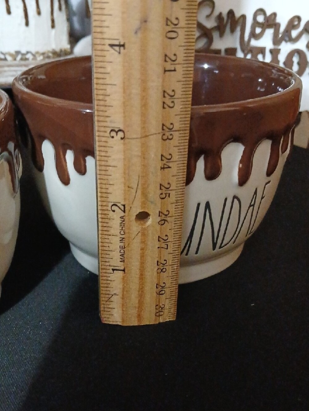 New!! Set of 2 Rae Dun Ice Cream Sundae Ceramic Bowls - Brown Drip Design NWT - Picture 8 of 10